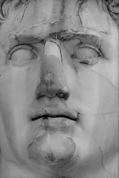 Marble bust with cracks