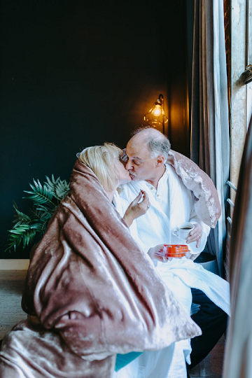 Two people kissing